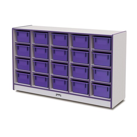 Jonti-Craft Rainbow Accents 20 Cubbie-Tray Mobile Storage, with Trays, Purple 0421JCWW004